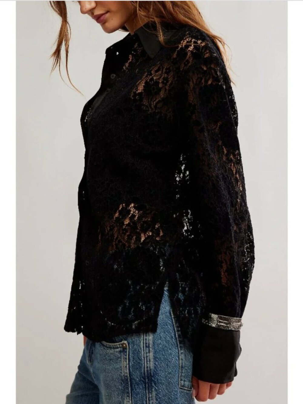 FREE PEOPLE NWT Faith Button-Down Top / Black